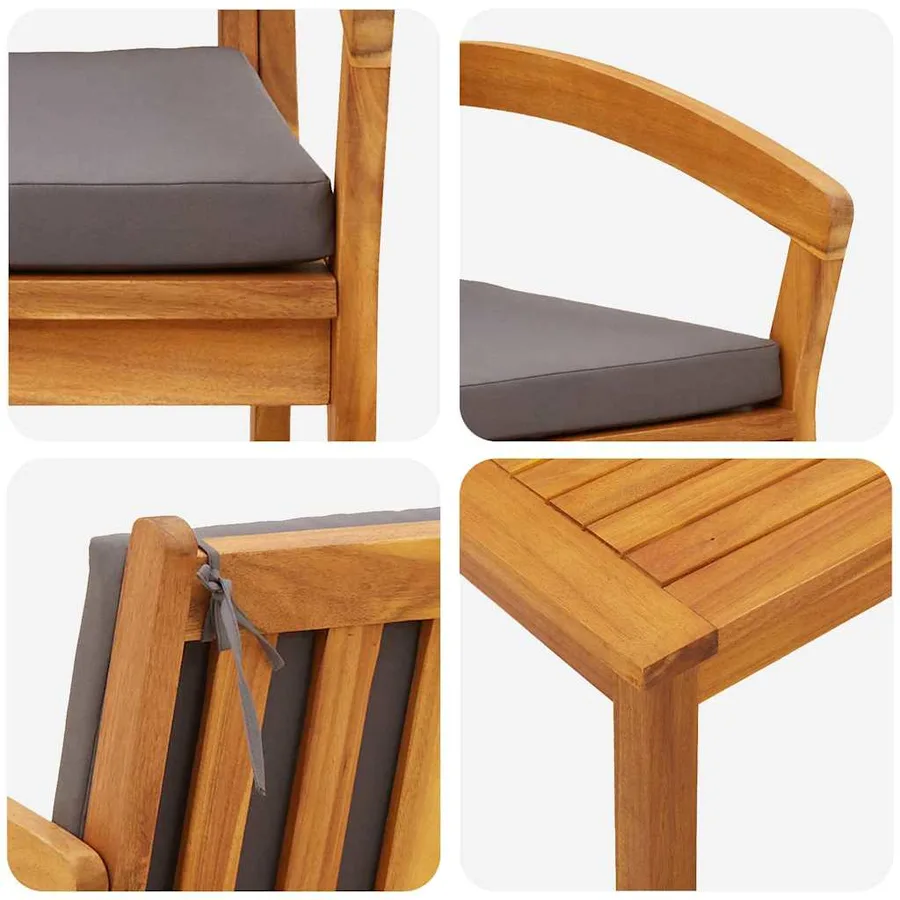 Ensemble bistrot avec coussin 5 pcs Marron Polyester - 8