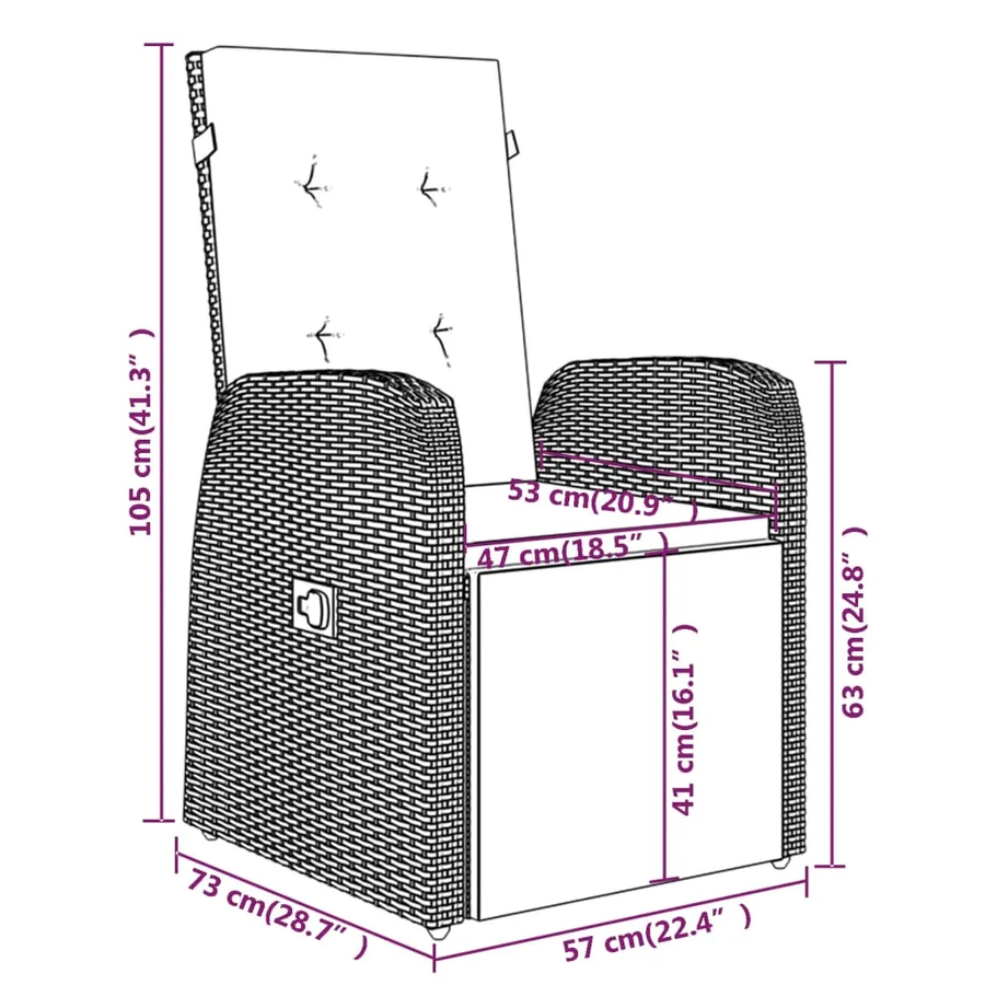 Ensemble à manger de jardin avec coussins 9 pcs Gris - 11