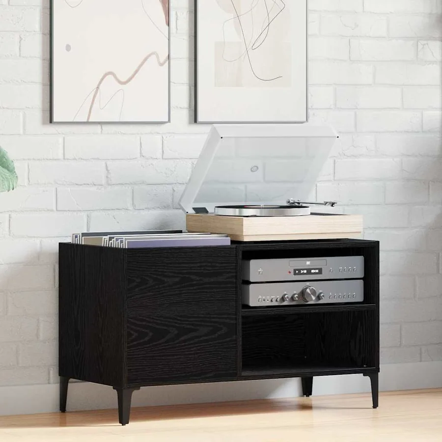 Meuble à vinyles Chêne noir 84,5 x 38 x 48 cm Bois d'ingénierie