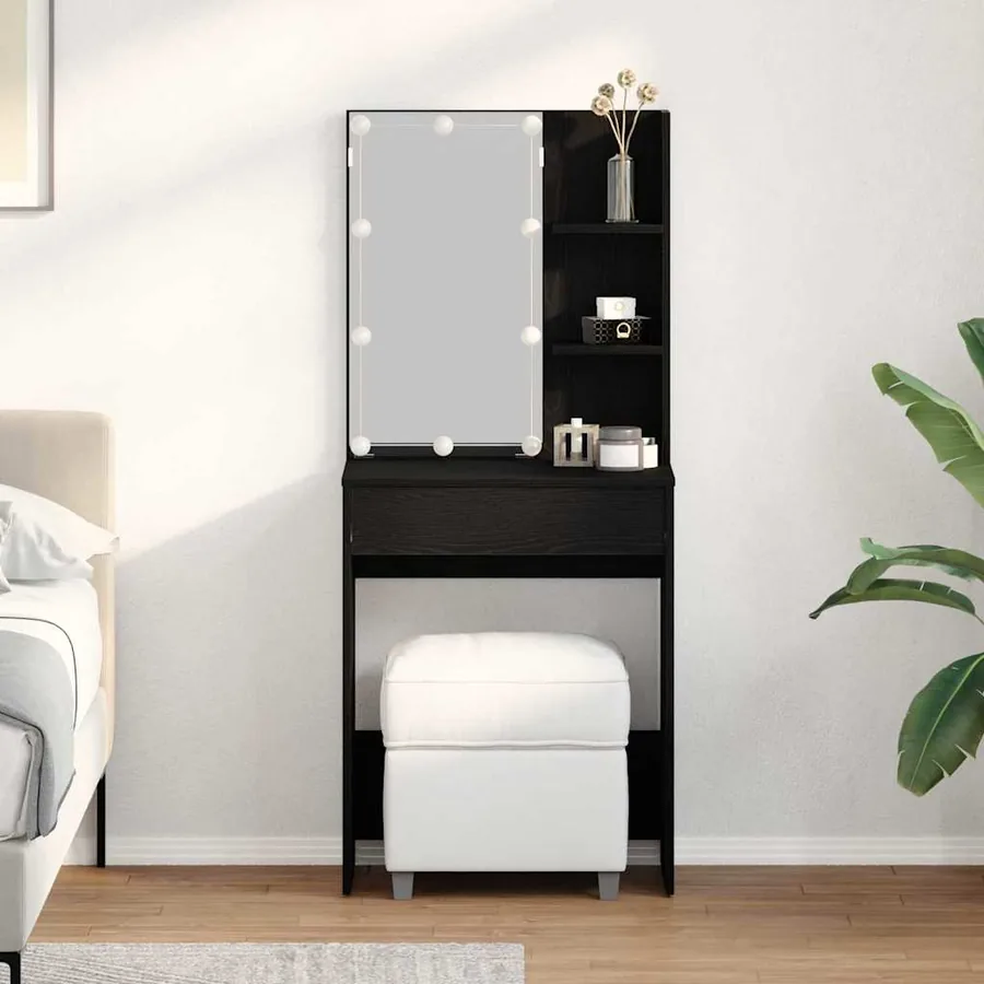 Table de Toilette Chêne noir 60 x 40 x 140 cm Bois d'ingénierie