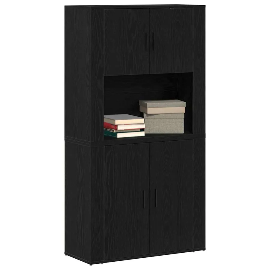 Haut Armoire Chêne noir 80 x 33 x 150 cm Bois d'ingénierie - 3