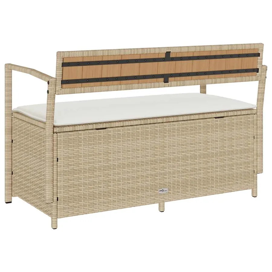 Banc de rangement de jardin avec coussin beige résine tressée - 6