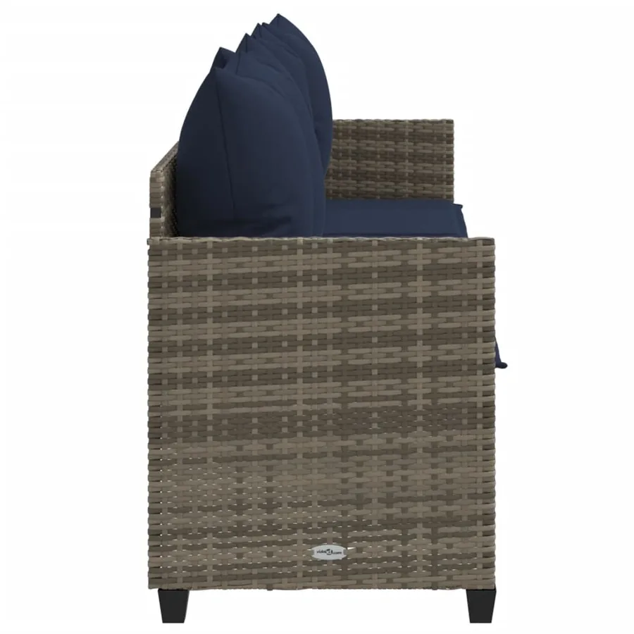 Chaise longue avec coussins gris résine tressée - 6