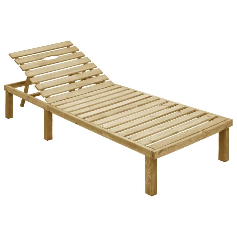 Chaise longue avec coussin gris Bois de pin imprégné - 2
