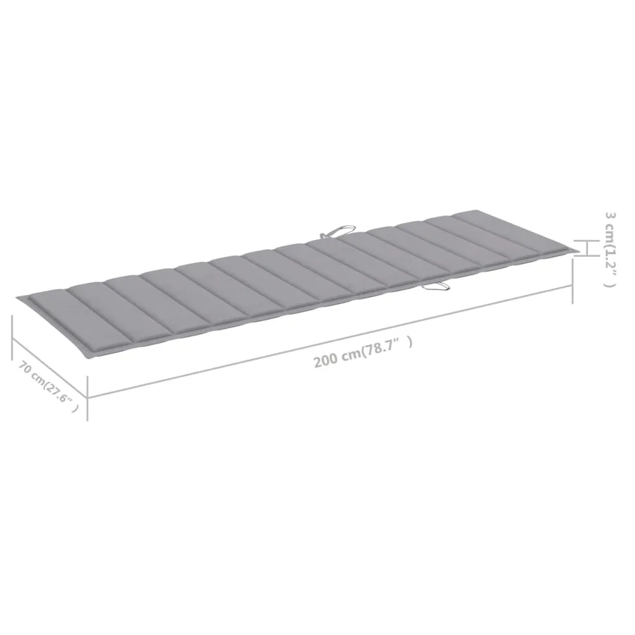 Chaise longue avec coussin gris Bois de pin imprégné - 8
