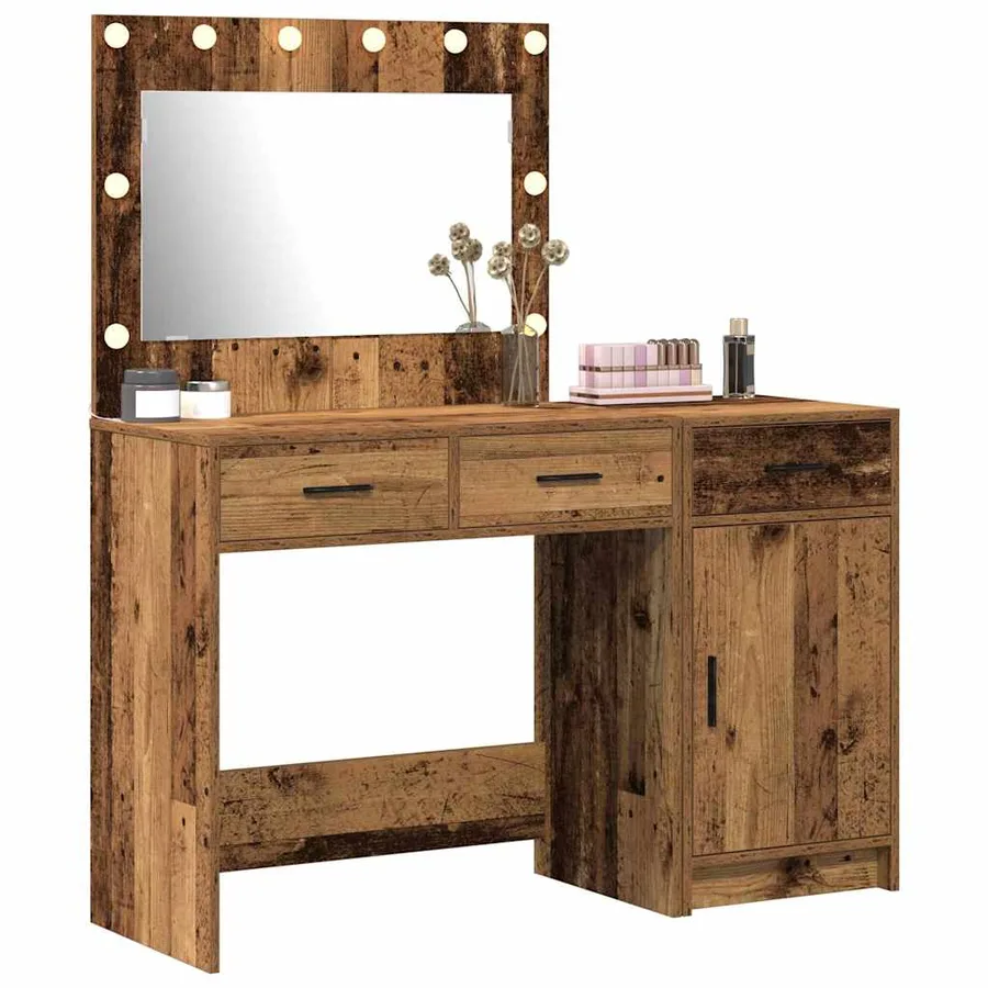 Table de Toilette avec tiroir 2 pcs Marron Bois d'ingénierie - 3