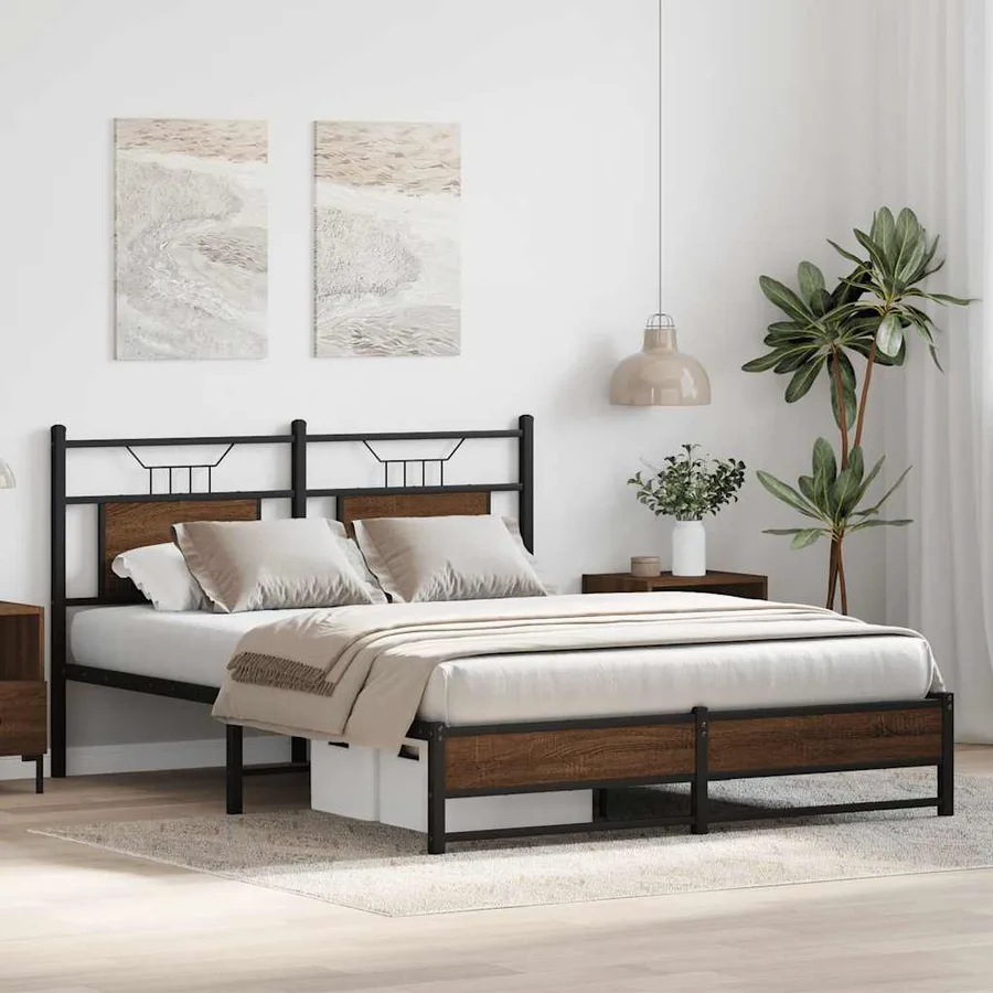 Cadre de lit sans matelas chêne marron 150x200 cm - 4