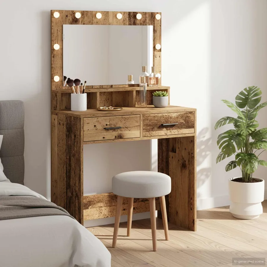 Table de Toilette avec tiroir Bois ancien 79 x 41 x 135 cm