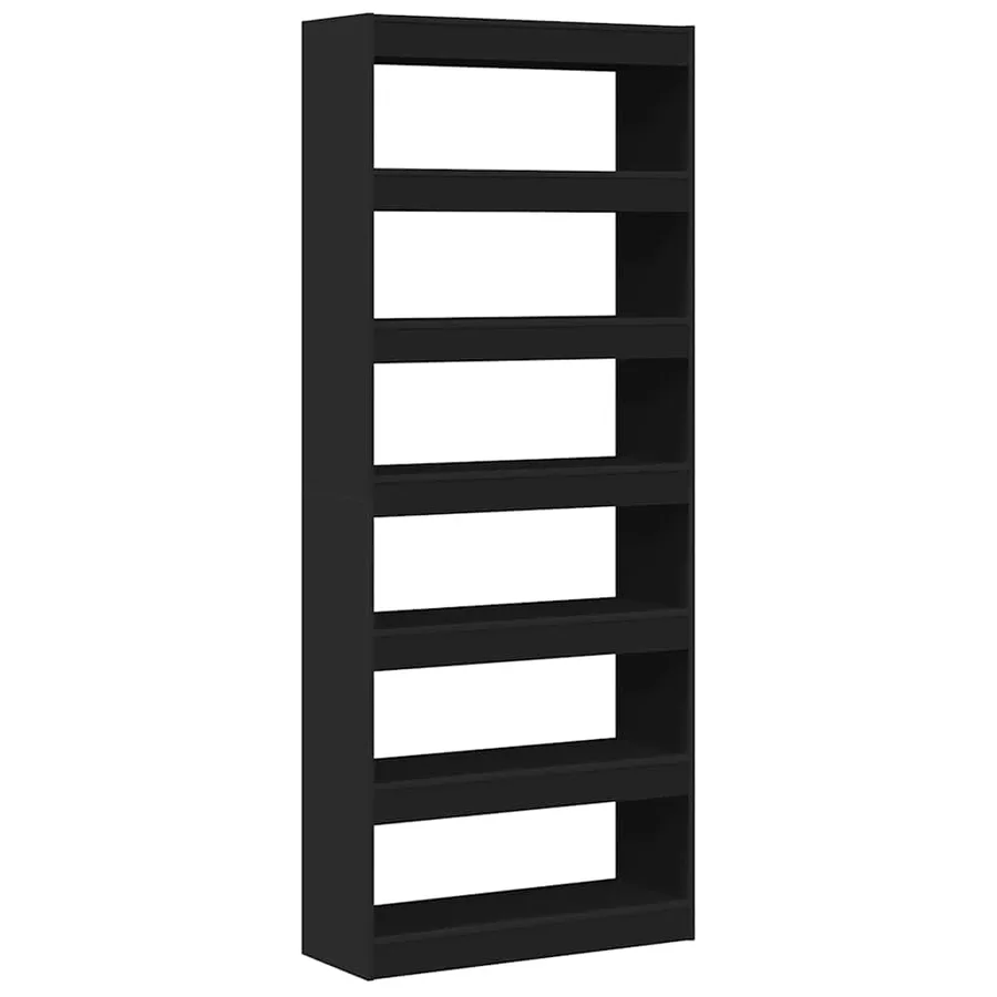 Bibliothèque Noir 80 x 30 x 198 cm Bois d'ingénierie - 2