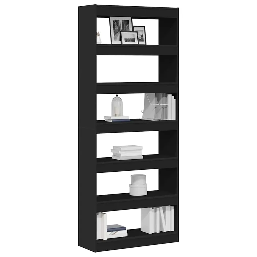 Bibliothèque Noir 80 x 30 x 198 cm Bois d'ingénierie - 3
