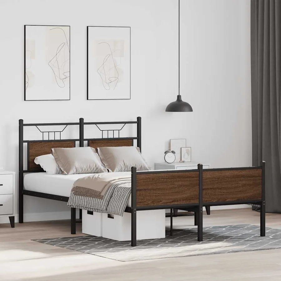 Cadre de lit sans matelas chêne marron 120x200 cm - 5
