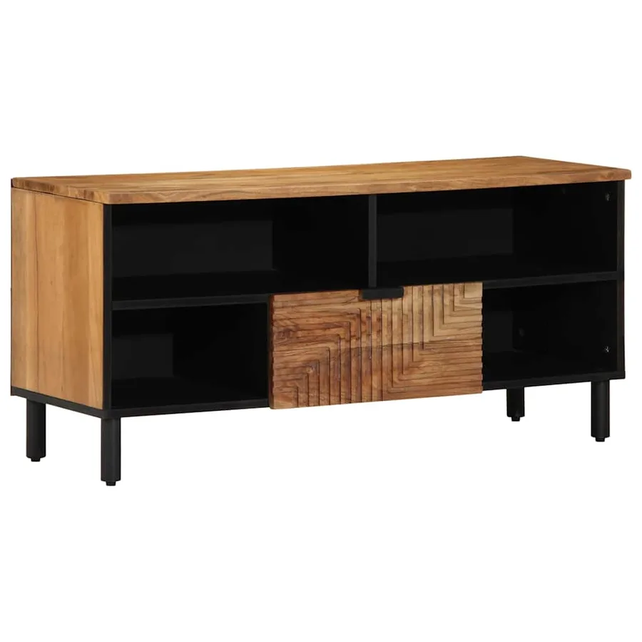 Meuble TV Marron 100 x 33 x 46 cm Bois de mangue massif - 2