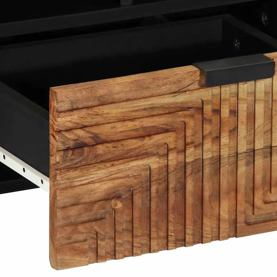Meuble TV Marron 100 x 33 x 46 cm Bois de mangue massif - 7