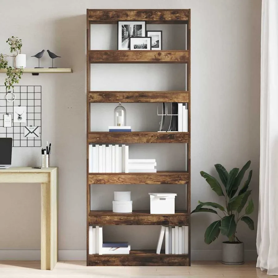 Bibliothèque Chêne fumé 80 x 30 x 198 cm Bois d'ingénierie - 4