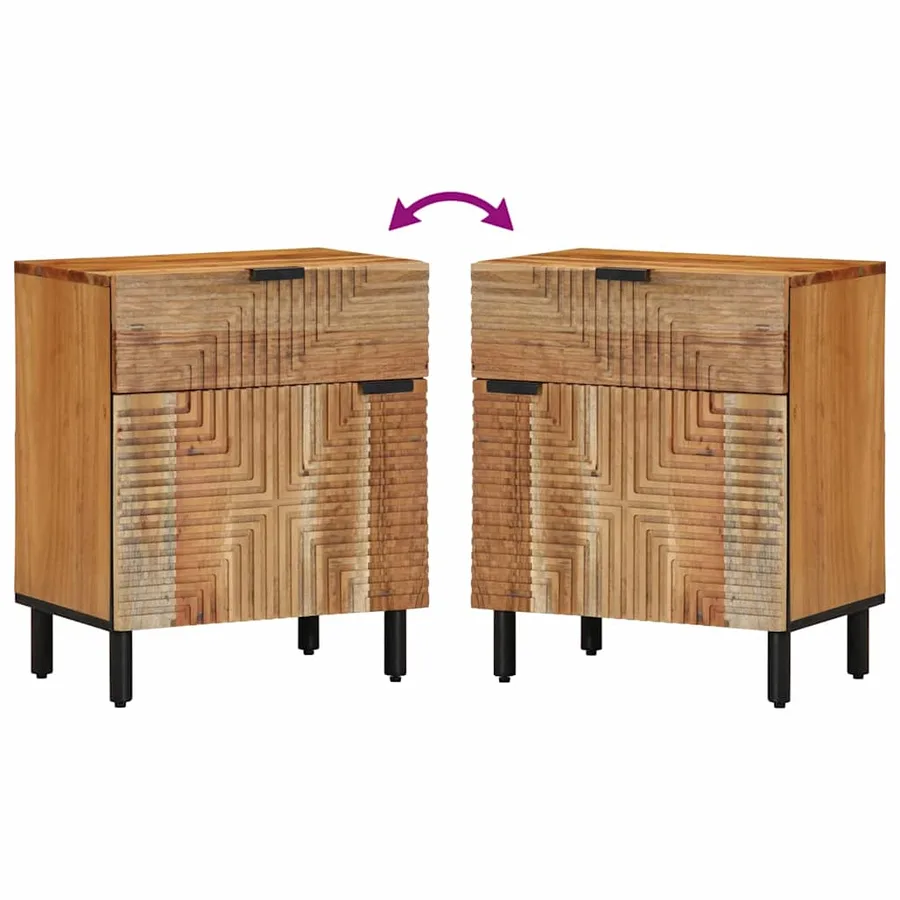 Armoire de lit Marron 50 x 33 x 60 cm Bois d'Acacia Massif - 10