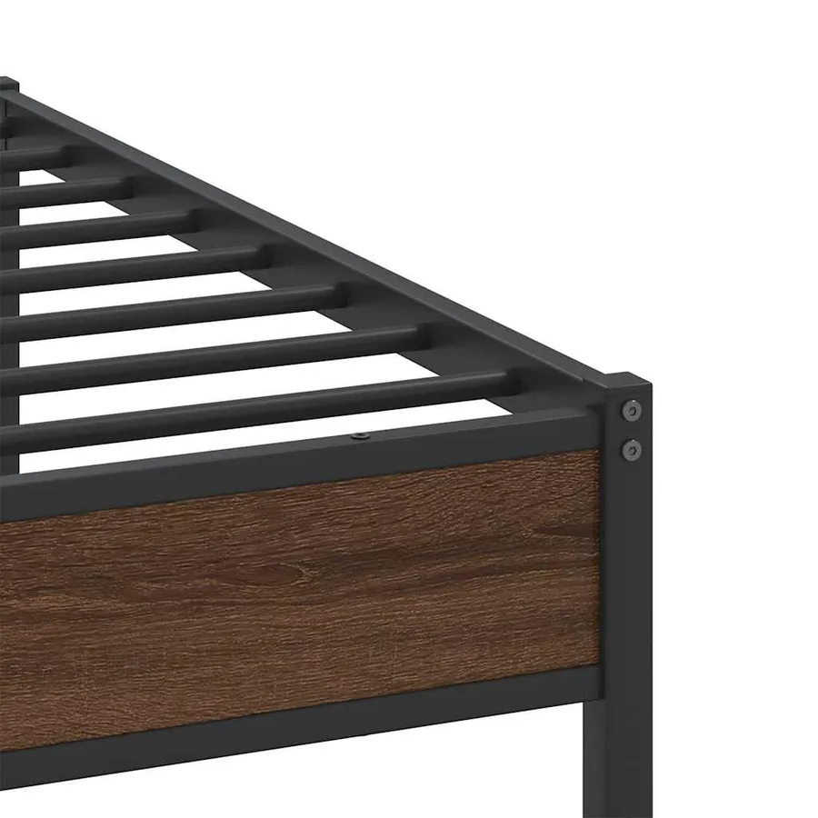 Cadre de lit en métal sans matelas chêne marron 200x200 cm - 10