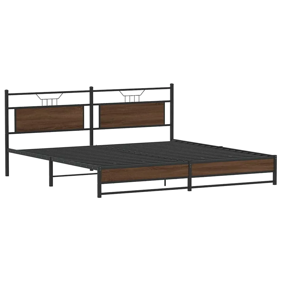 Cadre de lit en métal sans matelas chêne marron 200x200 cm - 5