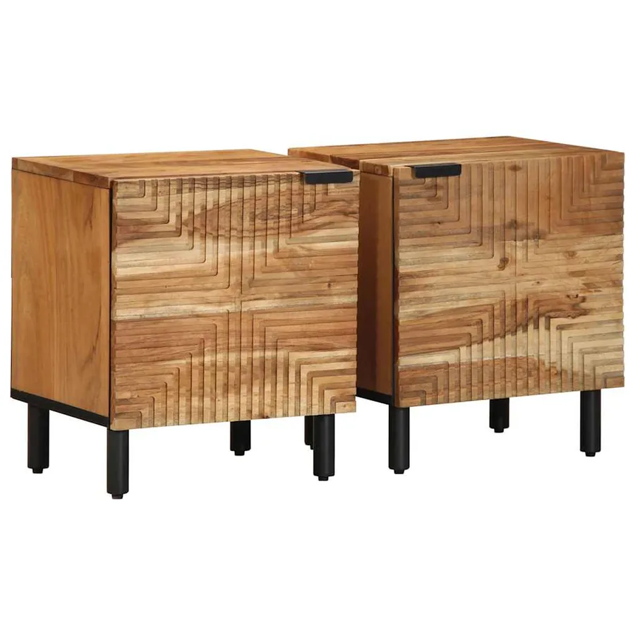 Tables de chevet (2 pcs) 40 x 33 x 46 cm bois massif d'acacia
