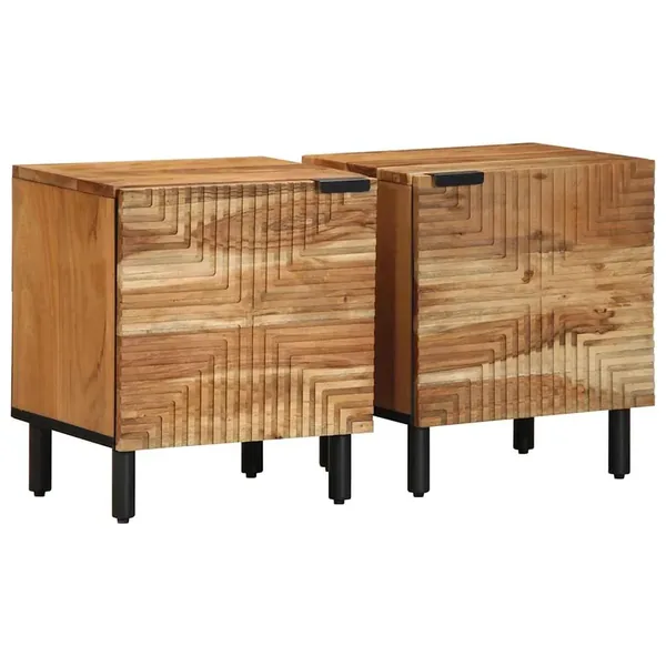 Tables de chevet (2 pcs) 40 x 33 x 46 cm bois massif d'acacia