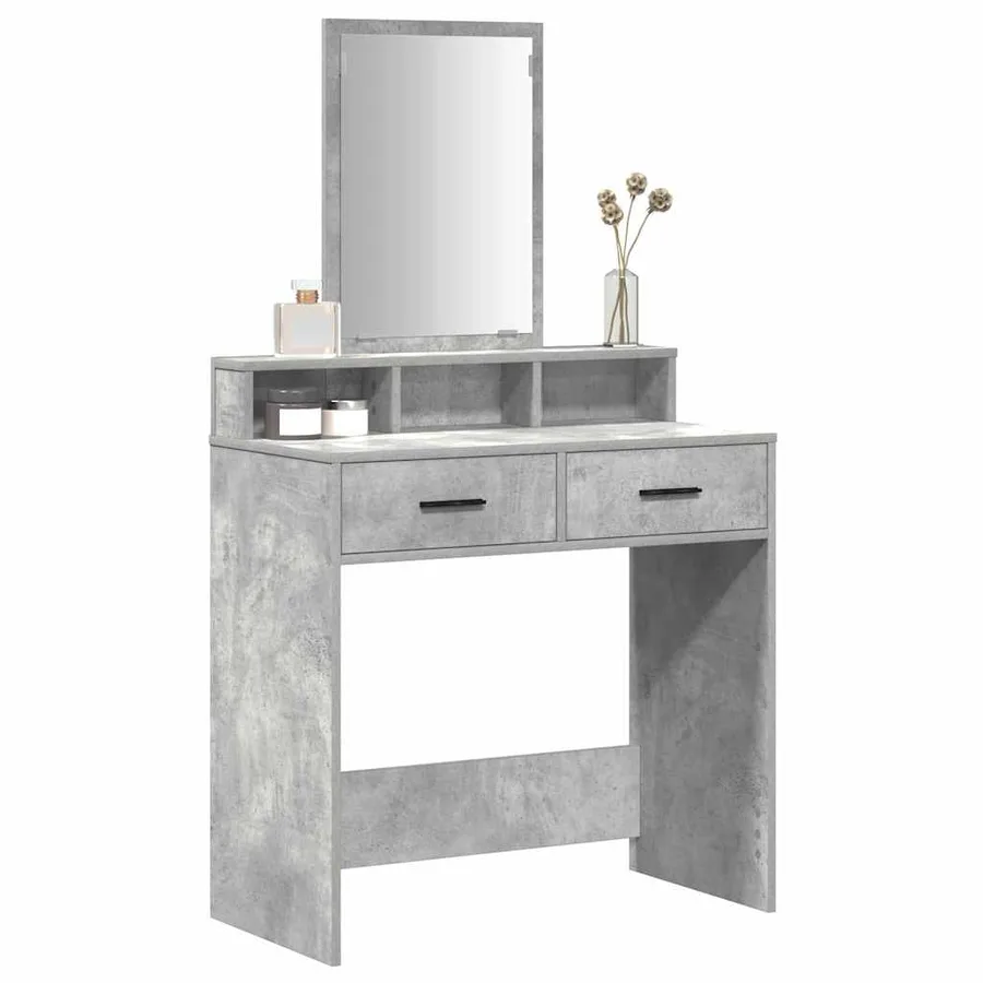 Table de Toilette Gris béton 79 x 41 x 140 cm Bois d'ingénierie - 3