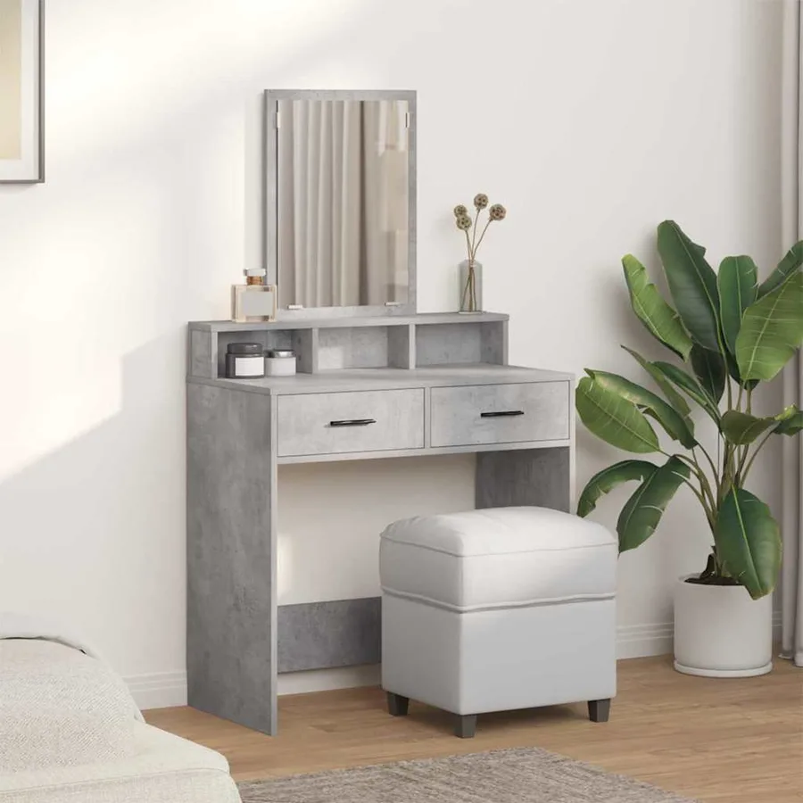 Table de Toilette Gris béton 79 x 41 x 140 cm Bois d'ingénierie - 4