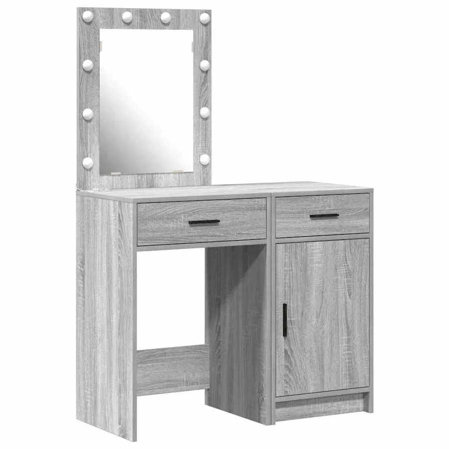 Table de Toilette 2 pcs Gris 50 x 41 x 135 cm Bois d'ingénierie - 2