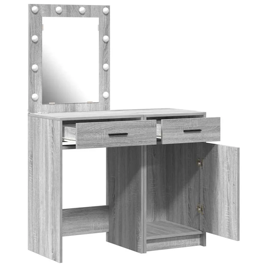 Table de Toilette 2 pcs Gris 50 x 41 x 135 cm Bois d'ingénierie - 6
