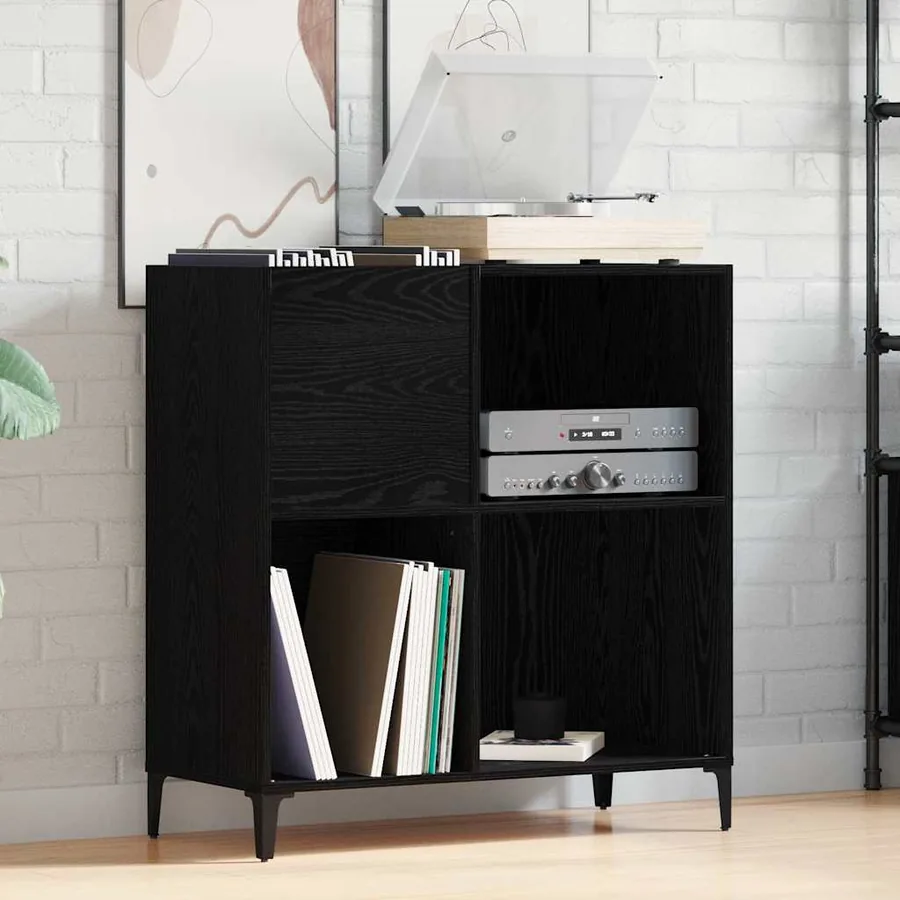 Meuble à vinyles Chêne noir 84,5 x 38 x 89 cm Bois d'ingénierie