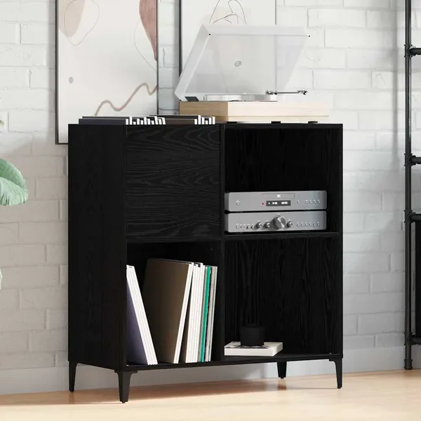 Meuble à vinyles Chêne noir 84,5 x 38 x 89 cm Bois d'ingénierie