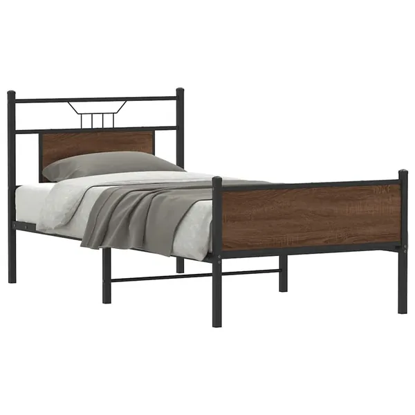 Cadre de lit sans matelas chêne marron 75x190cm bois ingénierie