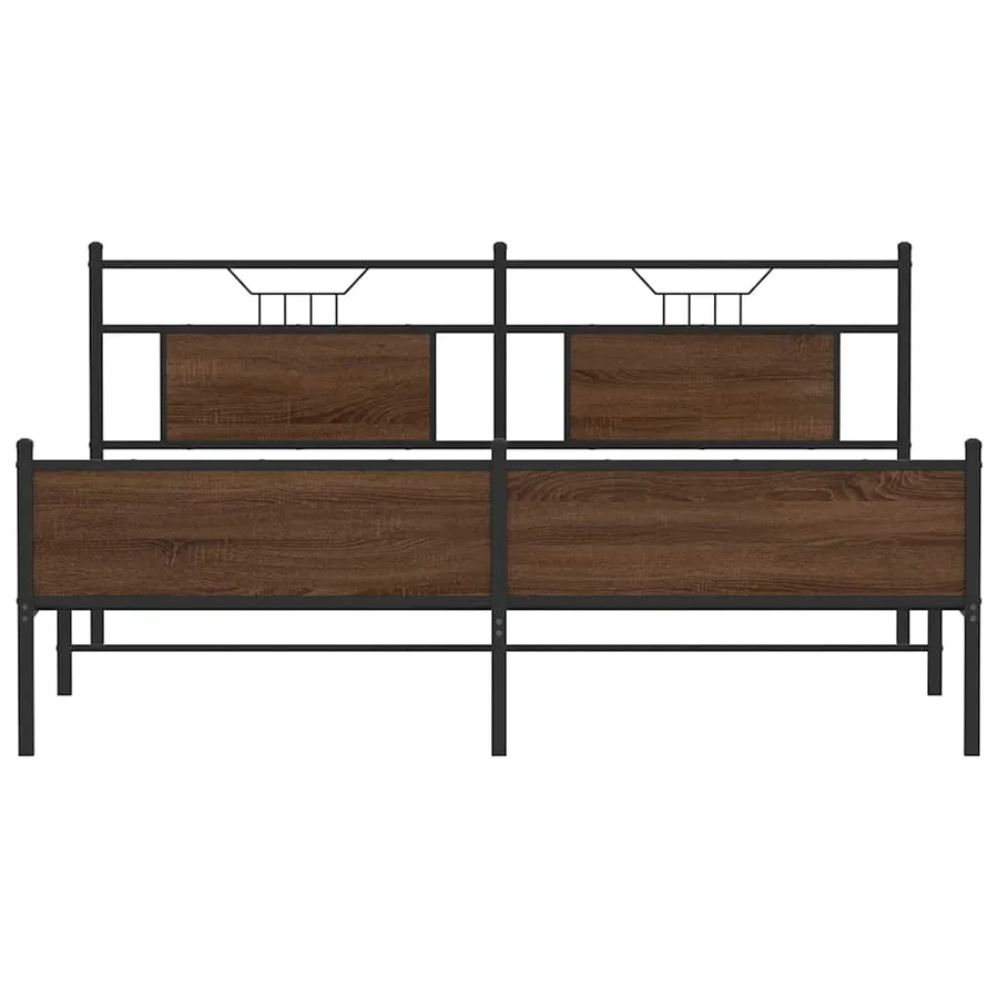 Cadre de lit en métal sans matelas chêne marron 180x200 cm - 6