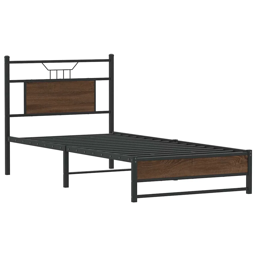 Cadre de lit sans matelas chêne marron 80x200cm bois ingénierie - 3