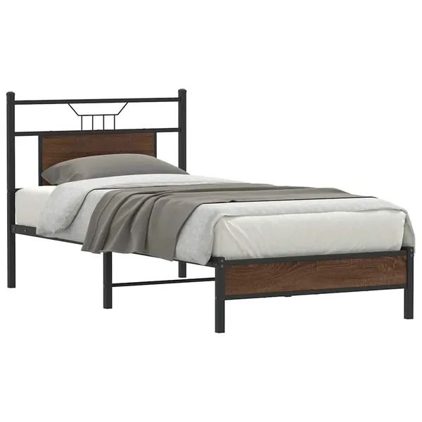 Cadre de lit sans matelas chêne marron 90x190cm bois ingénierie