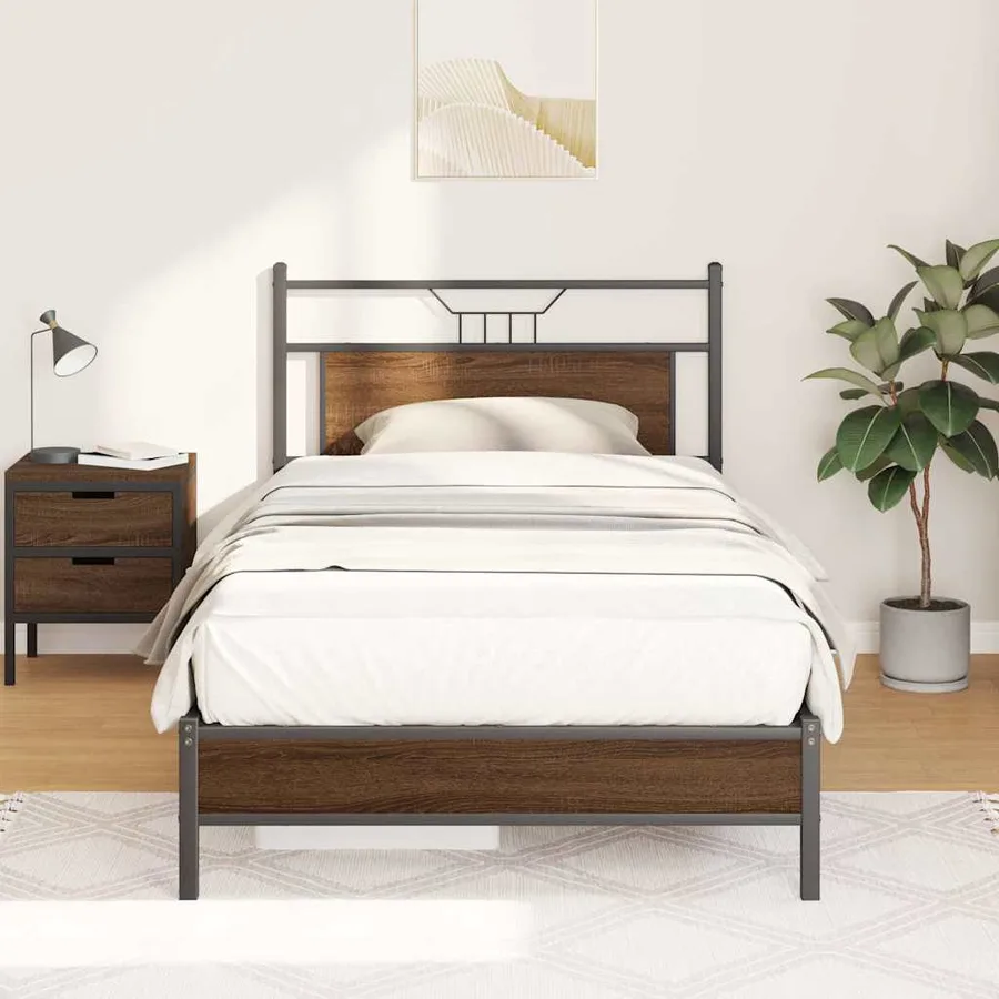 Cadre de lit sans matelas chêne marron 100x190 cm - 5
