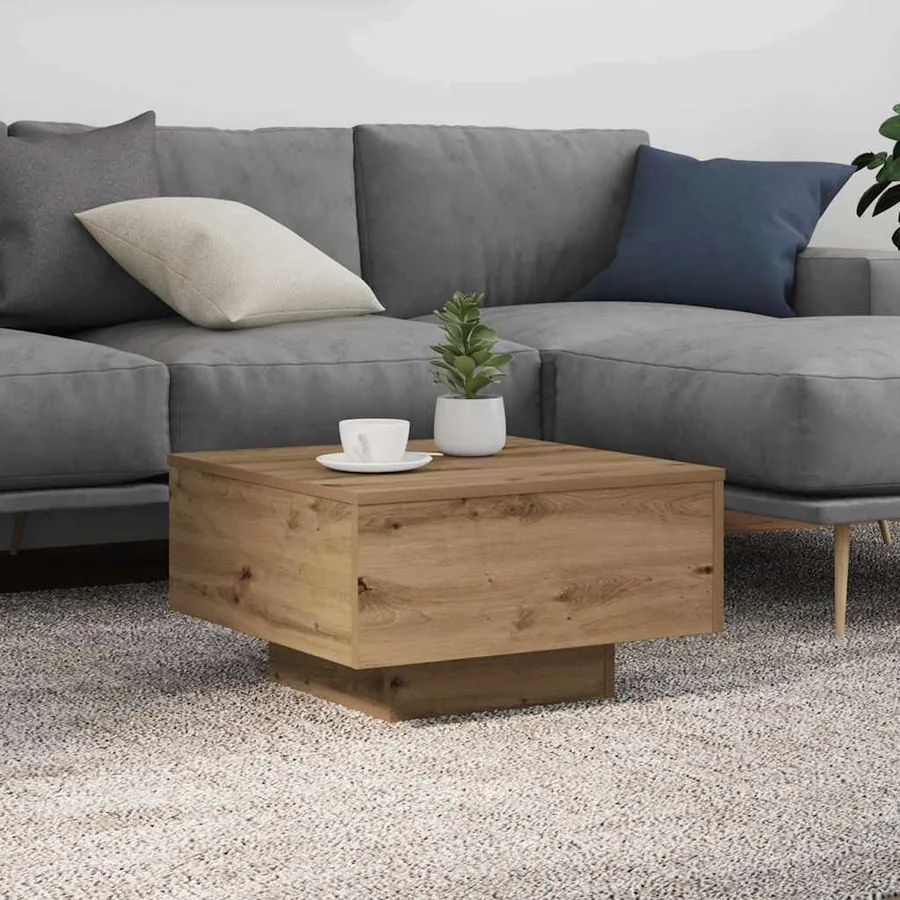 Table basse Chêne artisanal 55 x 55 x 31 cm Bois d'ingénierie