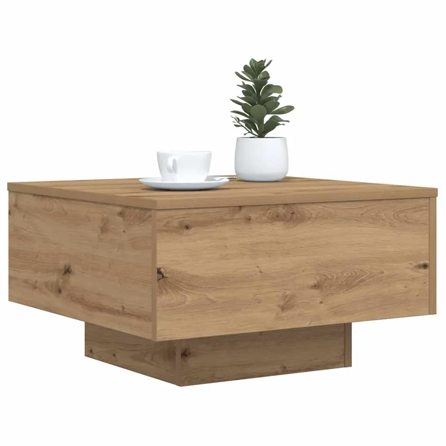 Table basse Chêne artisanal 55 x 55 x 31 cm Bois d'ingénierie - 3