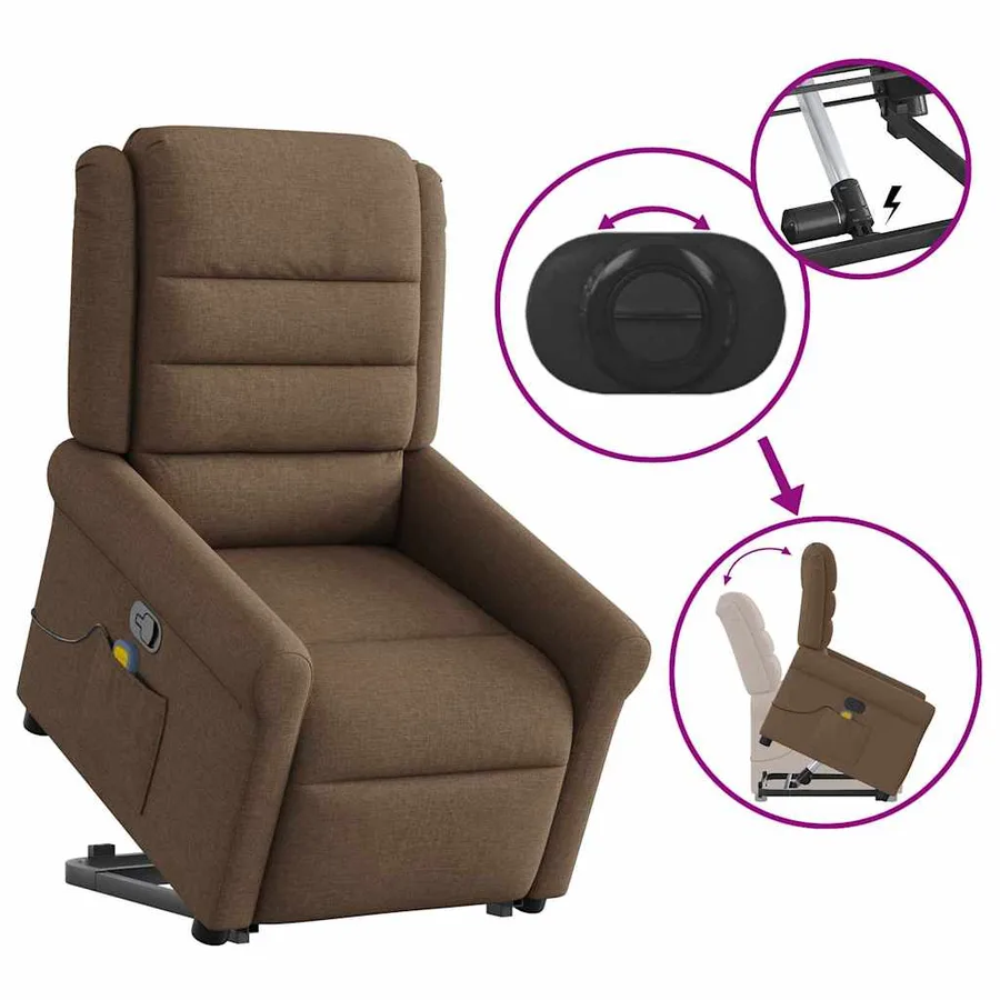 Fauteuil de massage inclinable Marron Tissu - 9