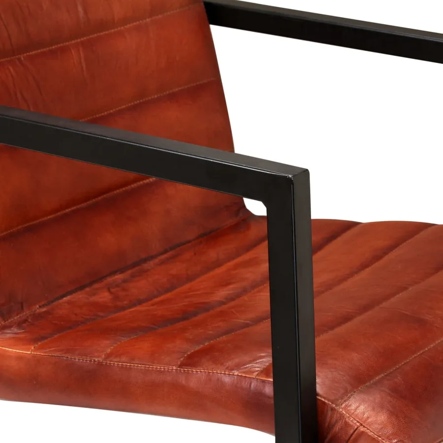 Chaises à manger lot de 4 marron cuir véritable - 8