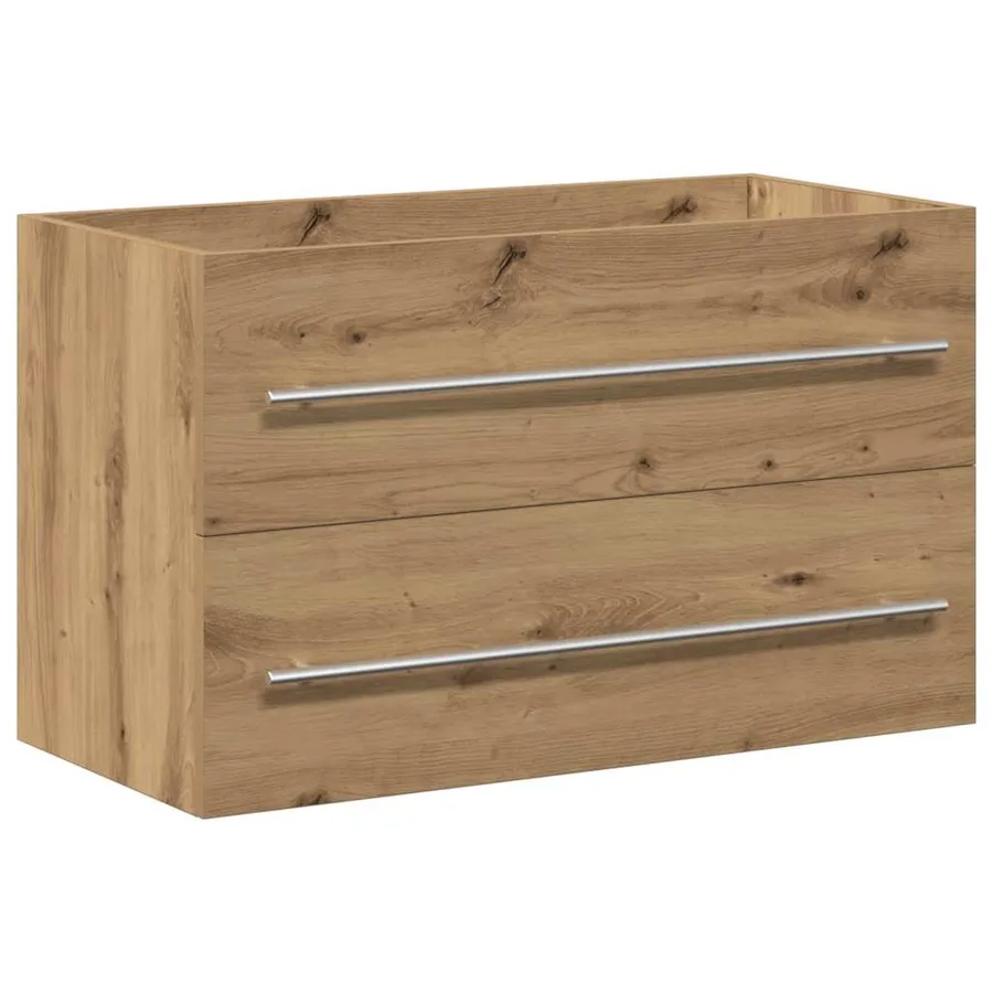 Meuble sous-vasque de salle de bain en chêne massif 80 x 38,5 x 48 cm bois d'ingénierie - 2
