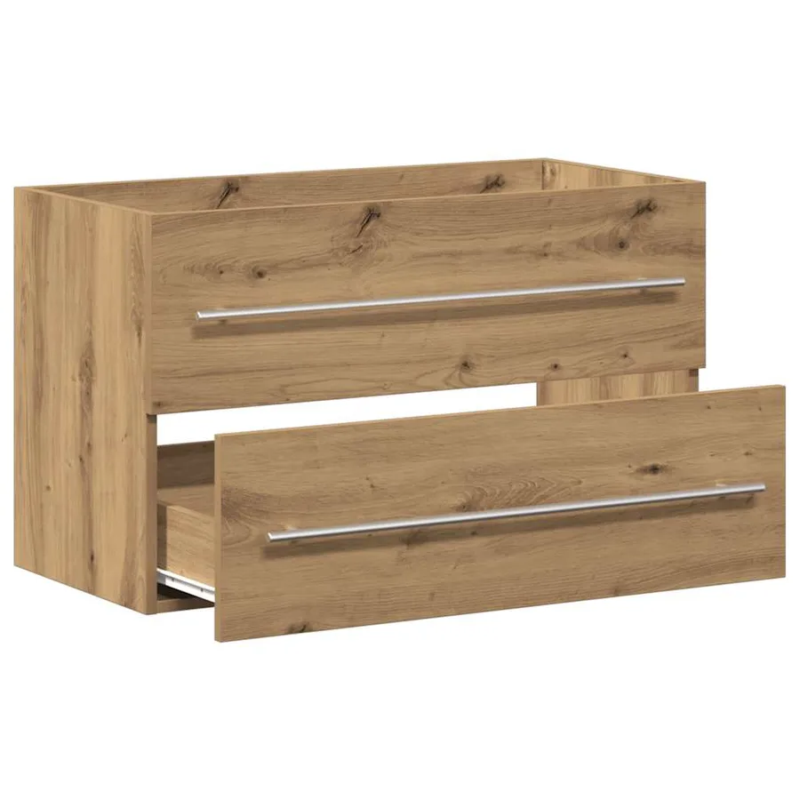 Meuble sous-vasque de salle de bain en chêne massif 80 x 38,5 x 48 cm bois d'ingénierie - 5