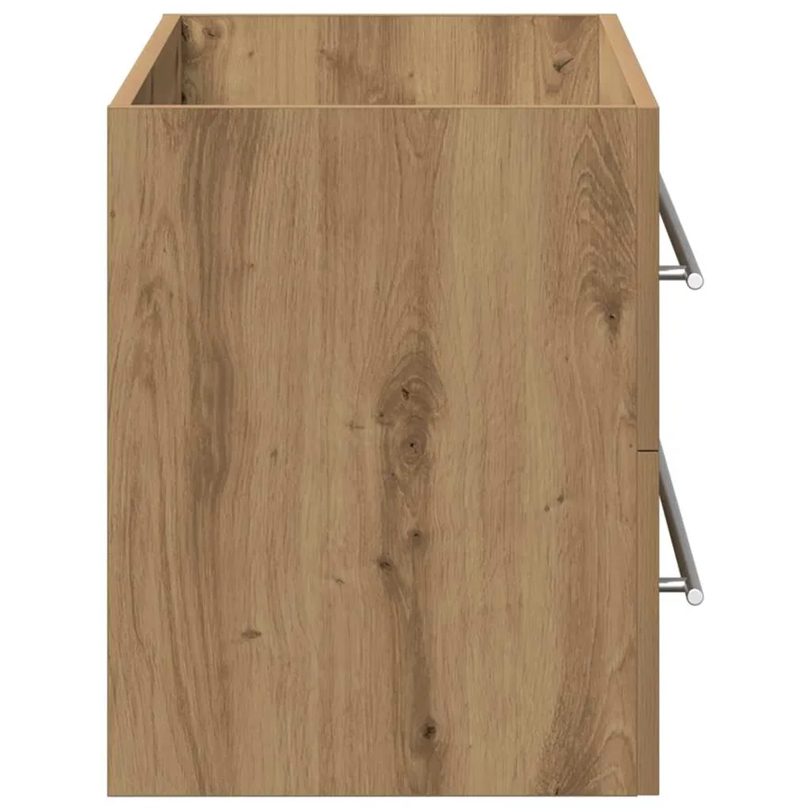 Meuble sous-vasque de salle de bain en chêne massif 80 x 38,5 x 48 cm bois d'ingénierie - 7