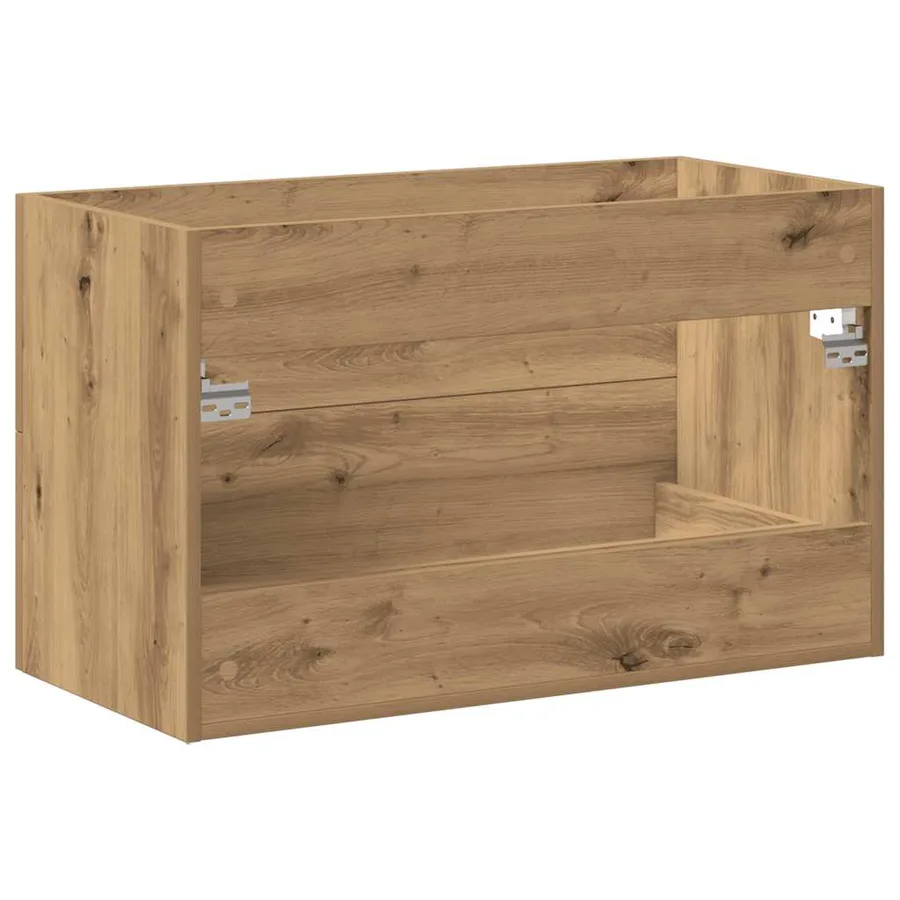 Meuble sous-vasque de salle de bain en chêne massif 80 x 38,5 x 48 cm bois d'ingénierie - 8