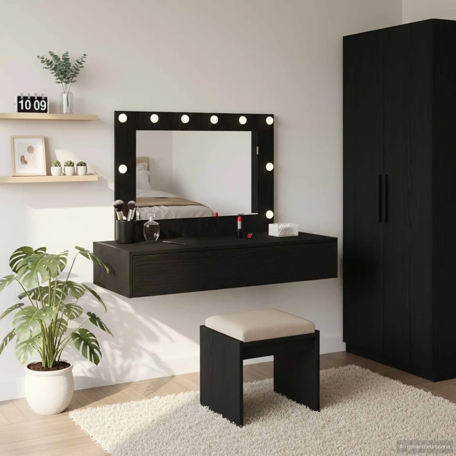 Table de Toilette Noir 100 x 40 x 70 cm Bois d'ingénierie
