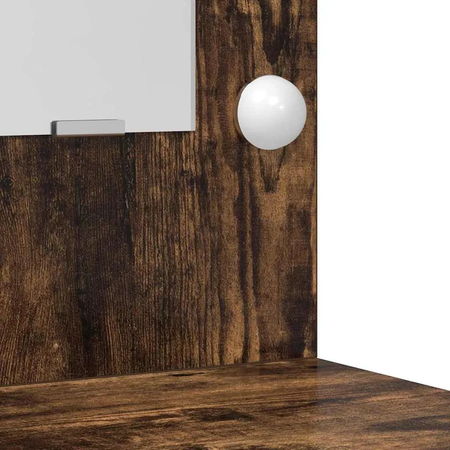 Ensemble de table de maquillage avec LED 2 pcs Chêne fumé - 9