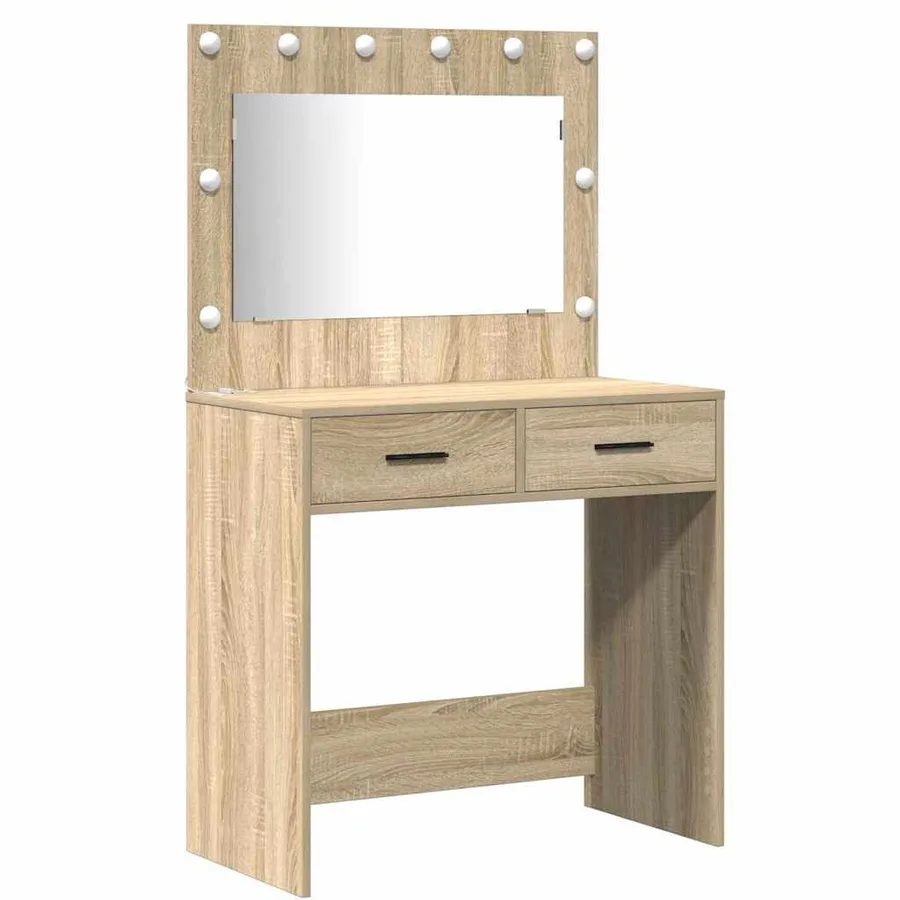 Ensemble de table de maquillage avec LED 3 pcs Chêne Sonoma - 5