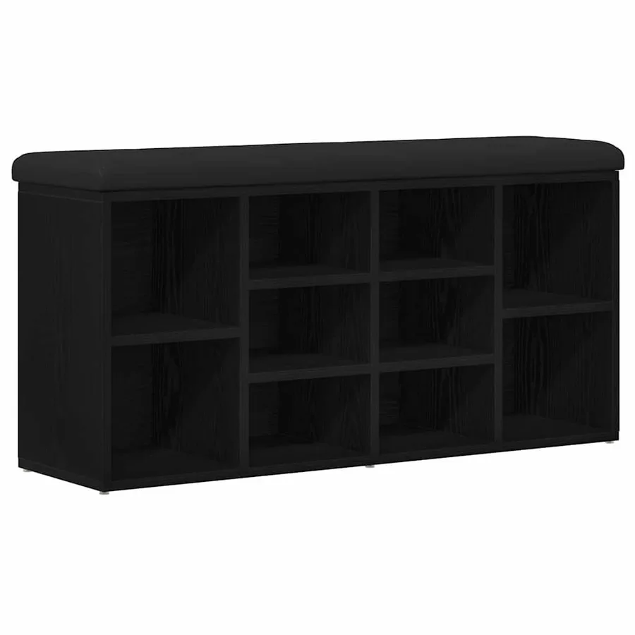 Banc à chaussures Chêne noir 102 x 32 x 50 cm Bois d'ingénierie - 2