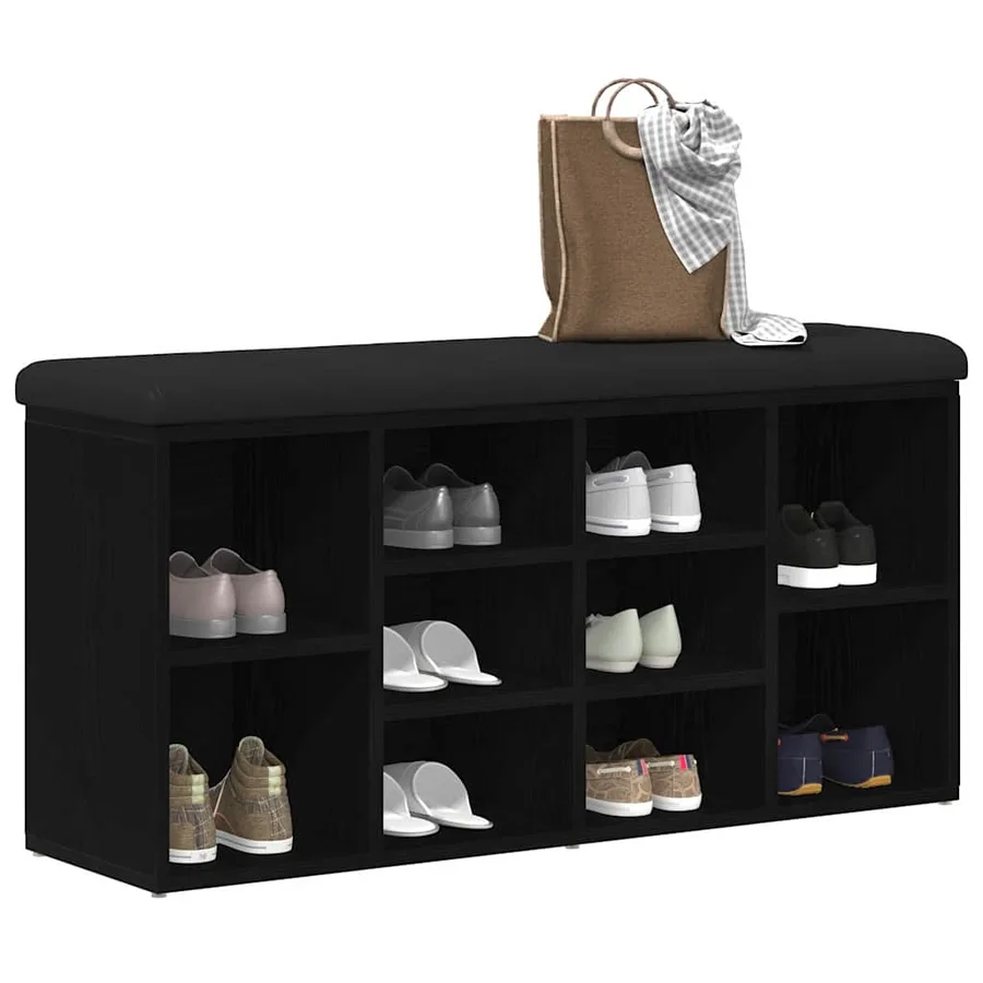 Banc à chaussures Chêne noir 102 x 32 x 50 cm Bois d'ingénierie - 3