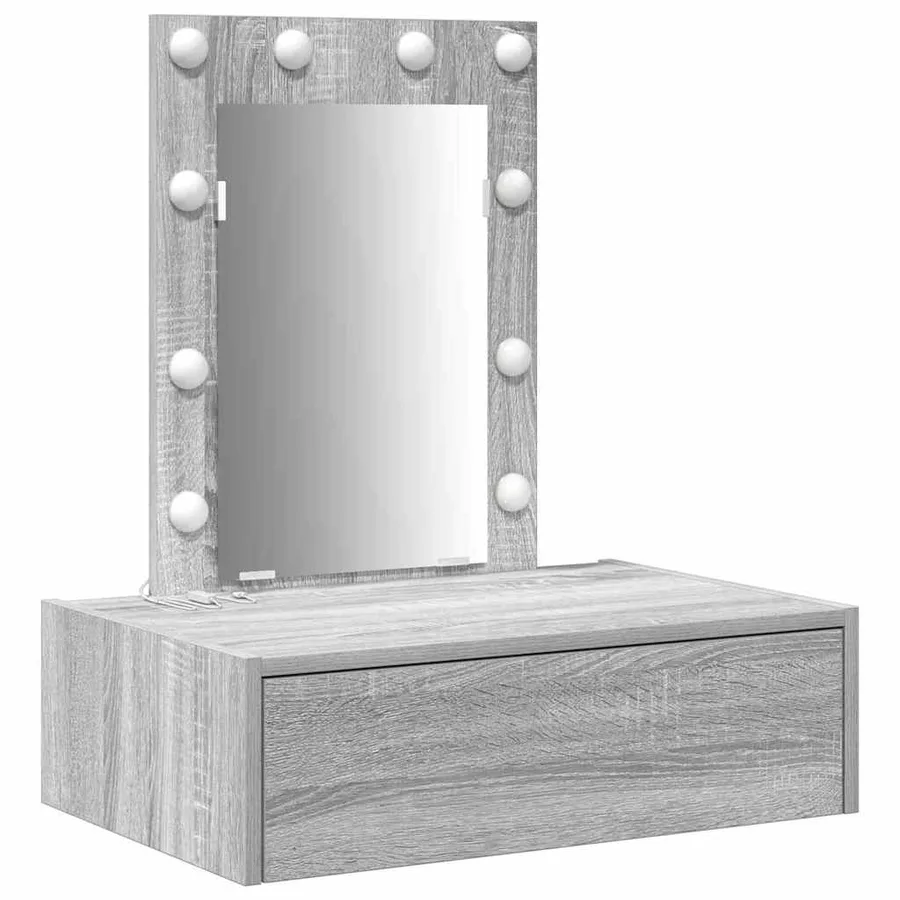 Table de Toilette Gris 60 x 40 x 70 cm Bois d'ingénierie - 2