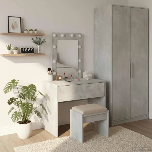 Table de Toilette Gris 60 x 40 x 70 cm Bois d'ingénierie