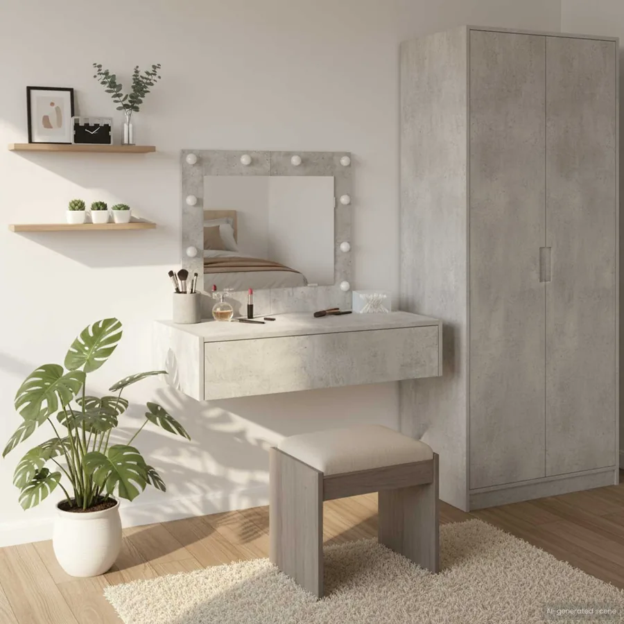 Table de Toilette Gris 83 x 40 x 70 cm Bois d'ingénierie